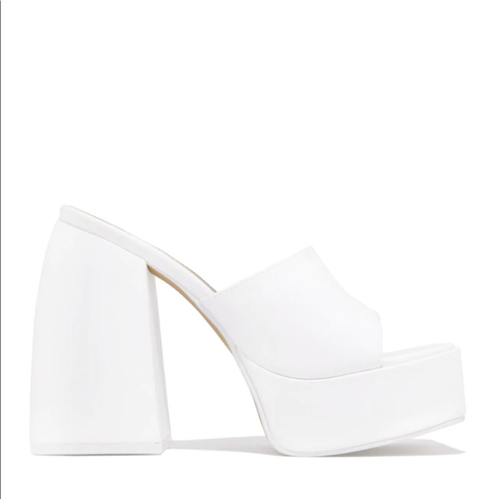 Platform block heel mules
